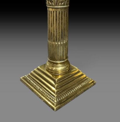 Pair of gilded, chiseled bronze candlesticks...