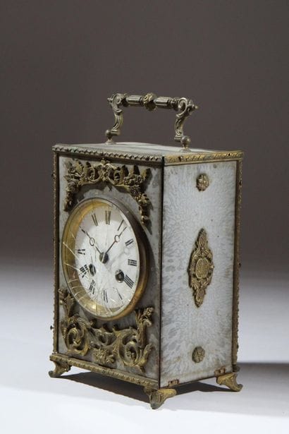 Four-legged officer's table clock made of...