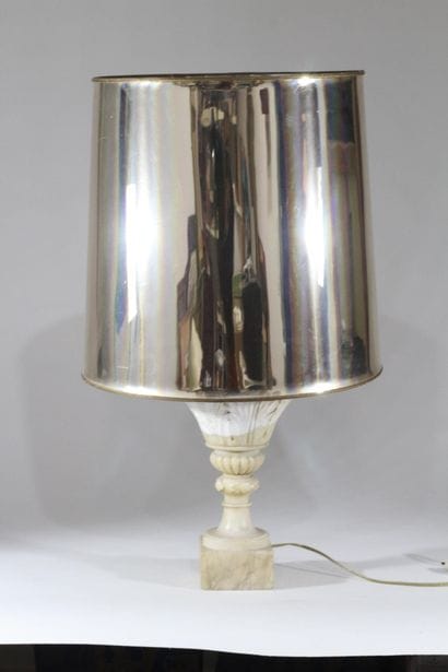 Alabaster vase with acanthus leaf and gadroon...