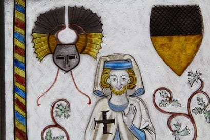 Réunion de trois vitraux à suspendre à décor...