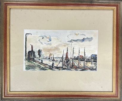 Ecole française du XXème siècle.
Le Port
Aquarelle...
