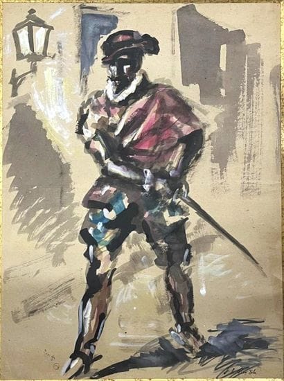José Luis REY VILA (1910-1983)
L'arlequin.
Aquarelle...