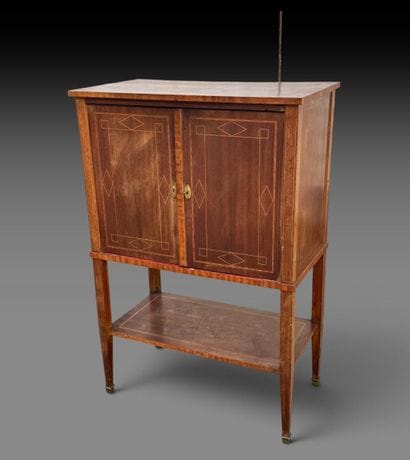 Small, counter-height cabinet made of solid...