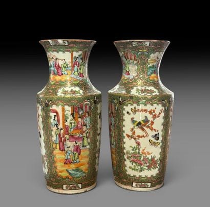 CANTON, China—19th century
Pair of baluster...