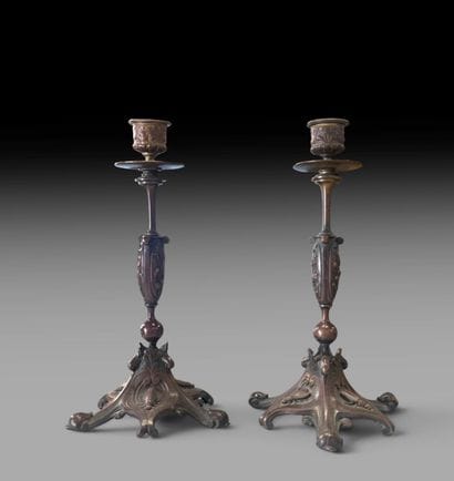 In the style of BARBEDIENNE
Pair of bronze...