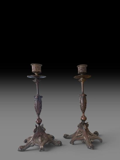 In the style of BARBEDIENNE
Pair of bronze...