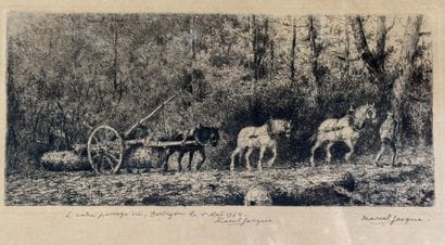 Marcel JACQUE (1906-1981)
L'attelage en forêt...