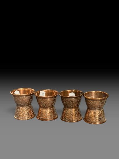 IRAN - 19th century 
Set of four copper egg...