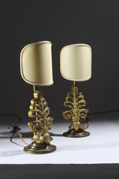 Pair of gilded bronze lamps in the Louis...
