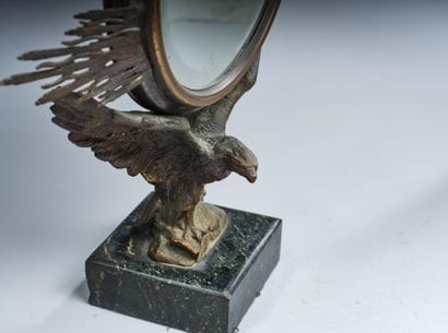 Miroir formant psyché à monture en bronze,...