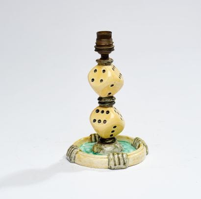 FRENCH WORK
A set of two glazed ceramic lamps,...