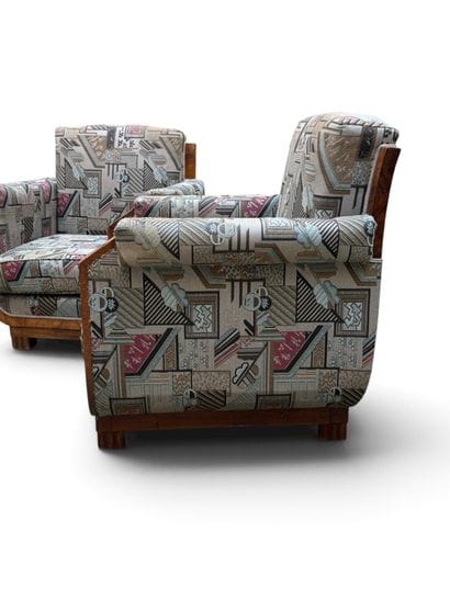 ART DECO FURNITURE 
Pair of large armchairs...