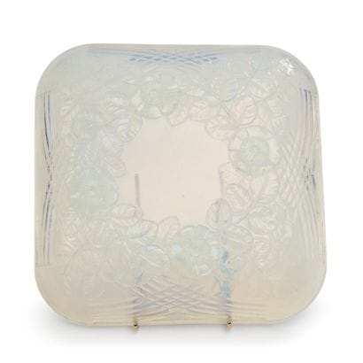 JULIEN FRANCE 
Opal-colored glass goblet...