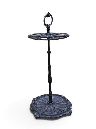 Black-lacquered cast-iron umbrella stand...