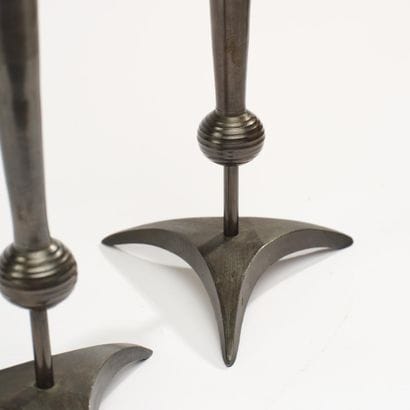 MODERNIST WORK
Pair of bronze tripod candlesticks...