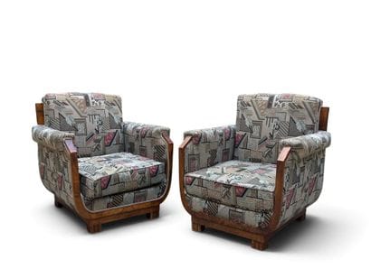 ART DECO FURNITURE 
Pair of large armchairs...