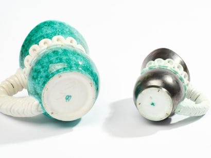 SAINTE-RADEGONDE 
A pair of turquoise-glazed...