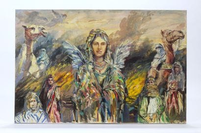 Adel YOUNESI (1885) 
Ange dans le désert
Huile...