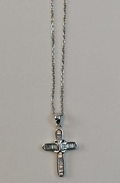 Cross and its white gold chain link decorated...