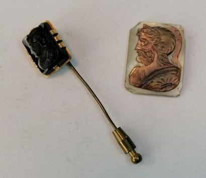 Lot including a tie pin decorated with a...