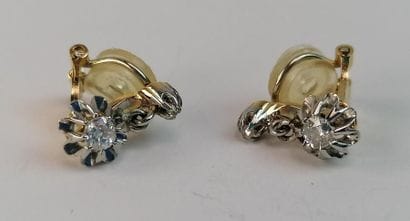 Pair of yellow gold sleepers with antique...