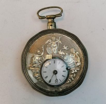 Silver gusset watch ? decorated with putti....