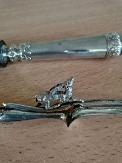 Silver plated game cutlery with metal blade...