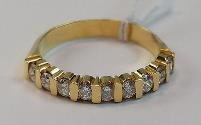 Half american yellow gold wedding band set...