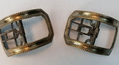 Pair of silver plated metal shoe buckles