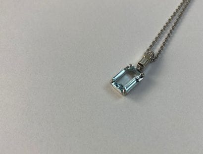 Aquamarine and diamonds set in white gold...