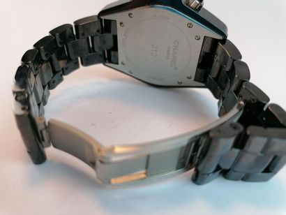 CHANEL - Ceramic chronograph watch with folding...