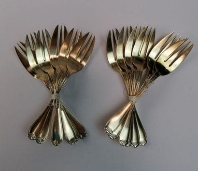 12 cake forks in vermeil, Minerva punch,...