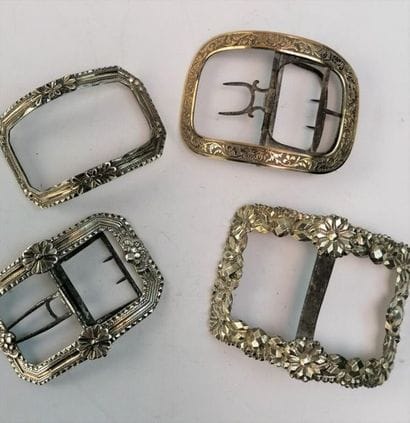 4 silver shoe buckles, early 19th century....
