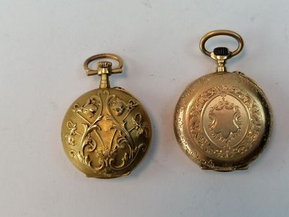 2 neck watches in yellow gold. PB: 34,64...