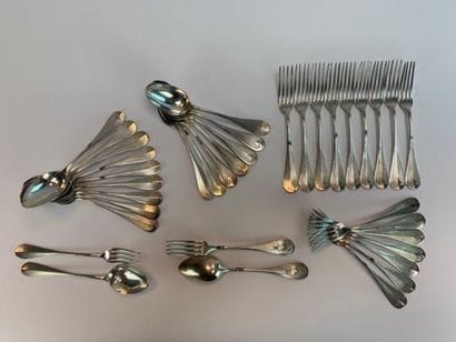 Silver plated metal set of 17 place settings...