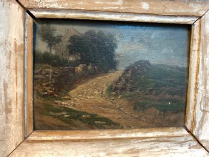 Paysage , huile sur panneau. 13 x19 cm