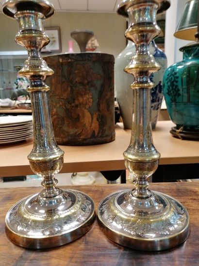 Pair of Louis Philippe silver plated brass...