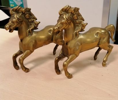 2 horses in gold-plated brass