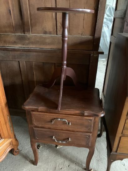 Varnished wood bedside table with 2 drawers...