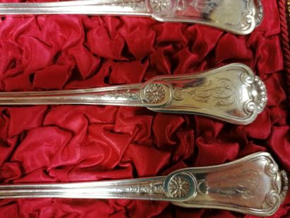 2 silver cutlery Minerve mark, monogrammed...
