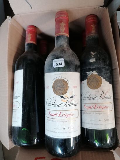 7 bt chateau Palmier 1987 Saint-Estèphe (damaged...