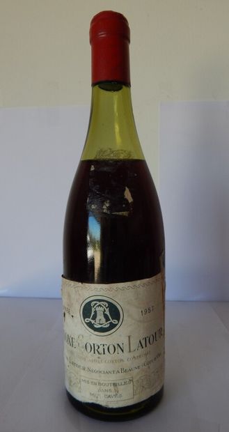 1 Aloxe-Corton Louis Latour 1957 (6 cm, étiquette...