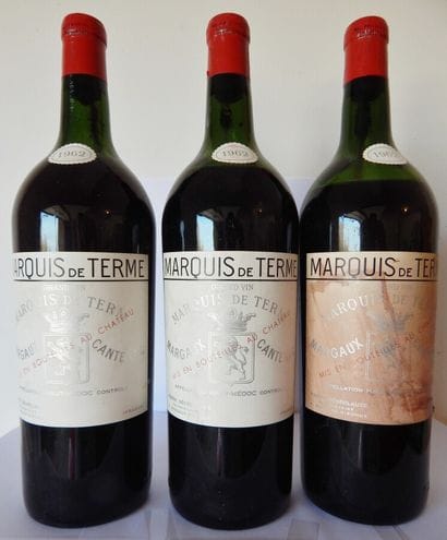 3 Magnums Marquis de Terme Margaux 1962 (dont...