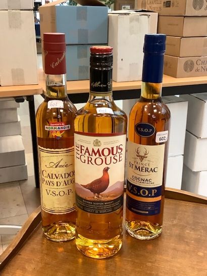 LOT OF 3 CPT ALCOHOLS: 1 Calvados Anée VSOP...