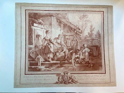 Ensemble de 11 gravures à la manière de la...