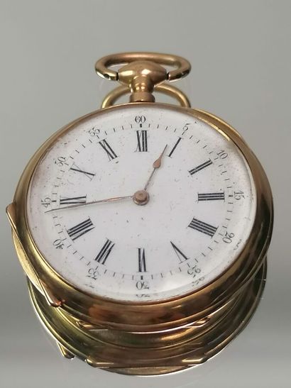 Montre de gousset en or jaune, monogrammée...