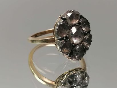 Bague en or jaune ornée de brillants taille...