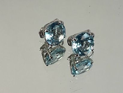 Paire de clips d'oreilles en or blanc ornés...