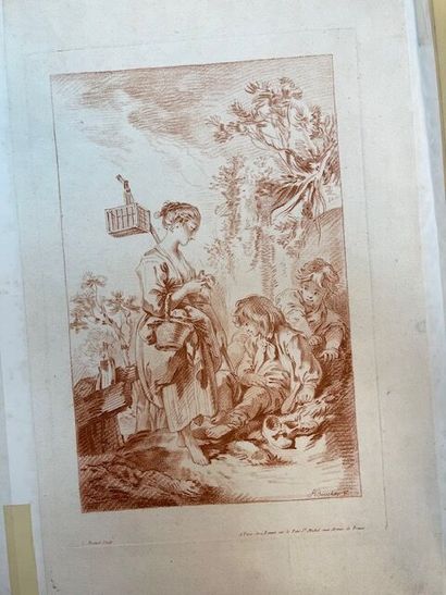 Ensemble de 11 gravures à la manière de la...