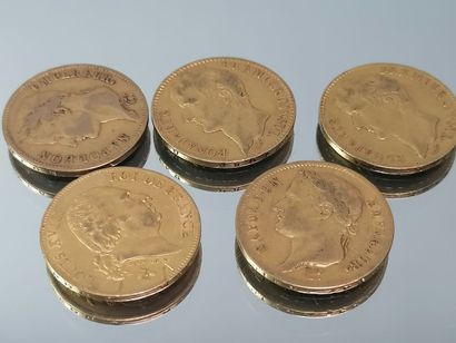 5 pièces de 40F or (2x 1811, 1x 1818, 1x...